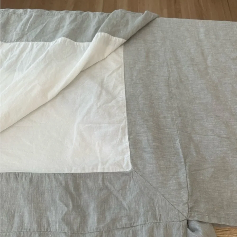 Pottery Barn‎ Queen Grand Lit Cotton Linen Blend Gray Bedskirt